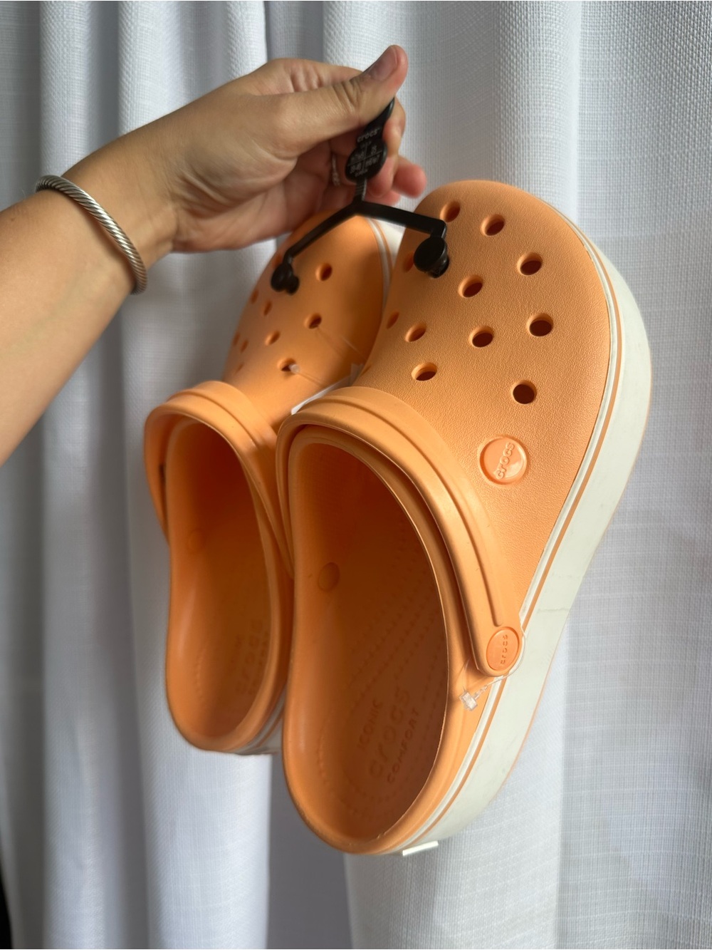 NWT Crocs Crocband Platform Crocs Orange and White Creamsicle Color